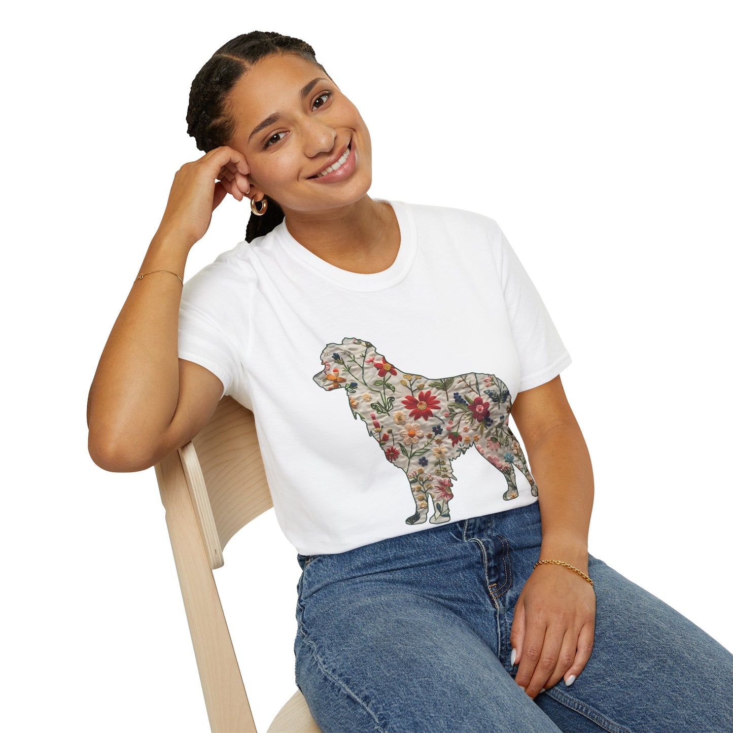Floral Dog Lover T-Shirt - Unisex Softstyle Tee
