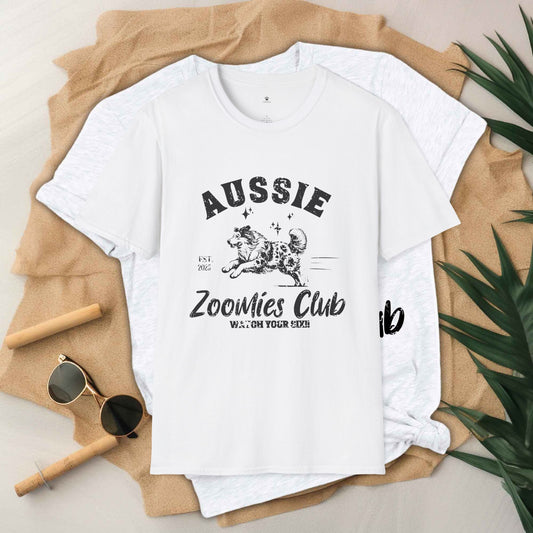 Aussie Zoomies Club Unisex T-Shirt - Watch Your Six, Funny Dog Lover Tee