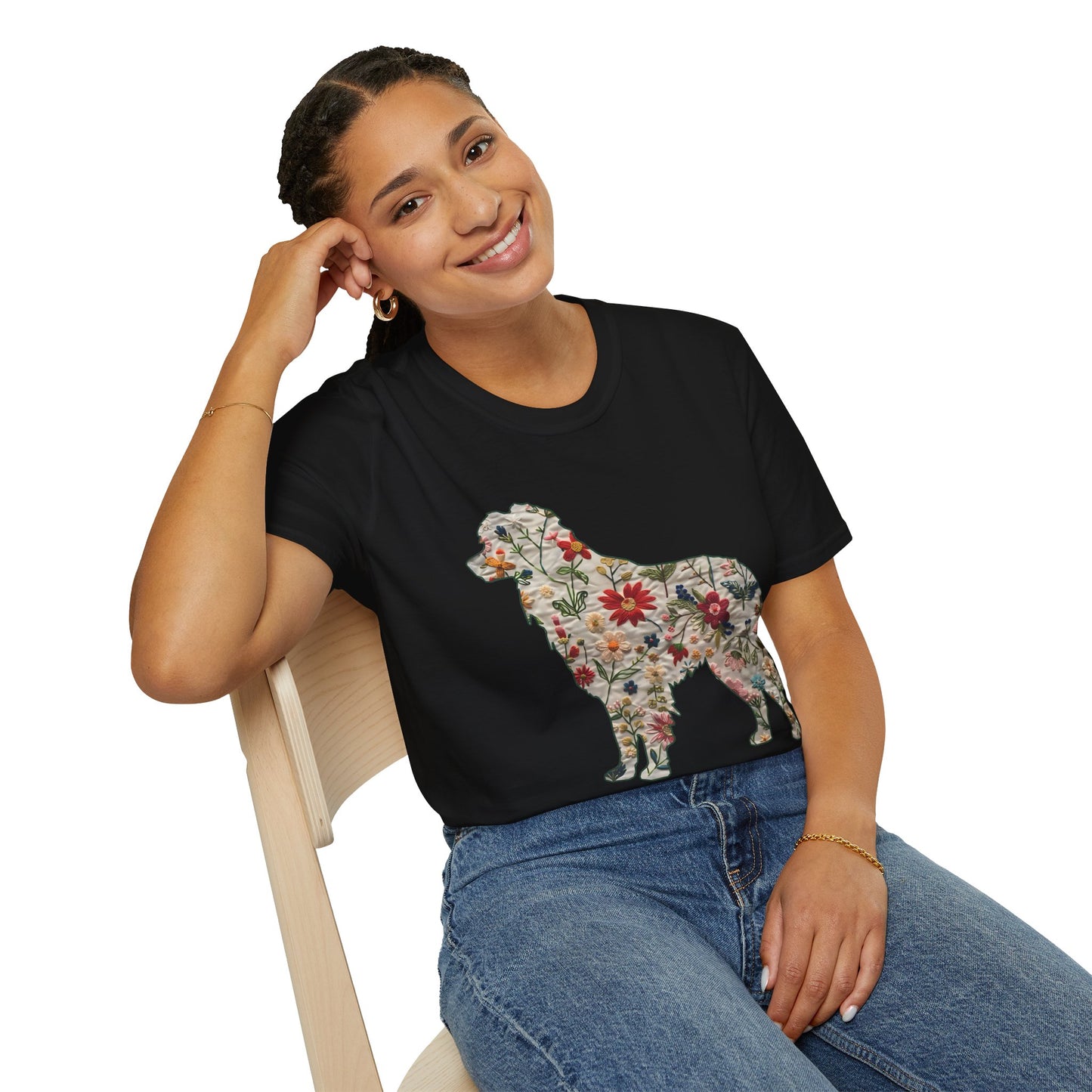 Floral Dog Lover T-Shirt - Unisex Softstyle Tee