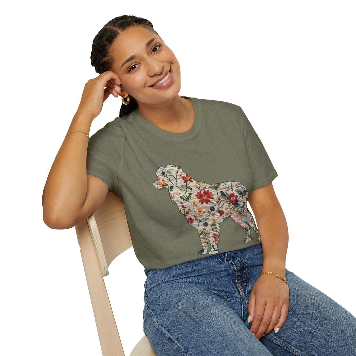 Floral Dog Lover T-Shirt - Unisex Softstyle Tee