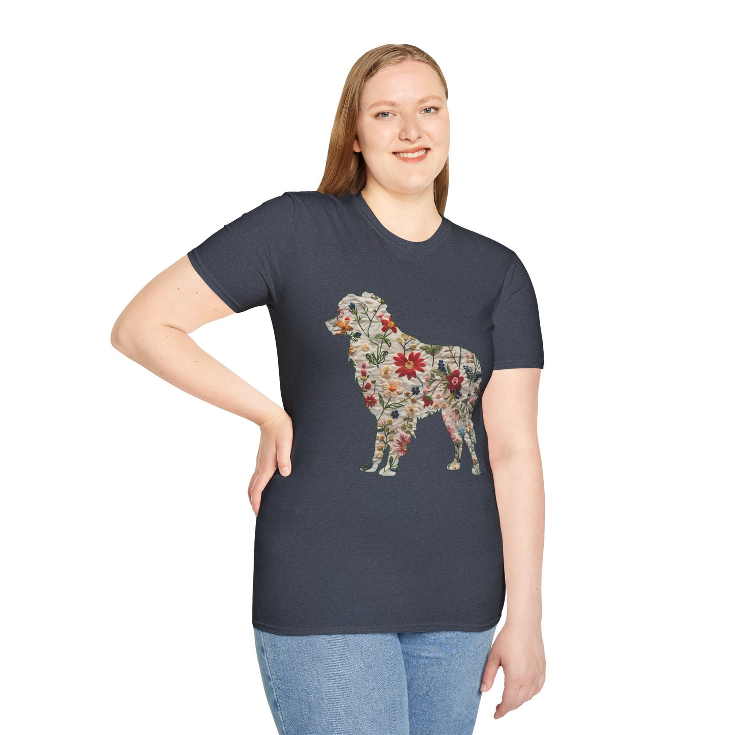Floral Dog Lover T-Shirt - Unisex Softstyle Tee