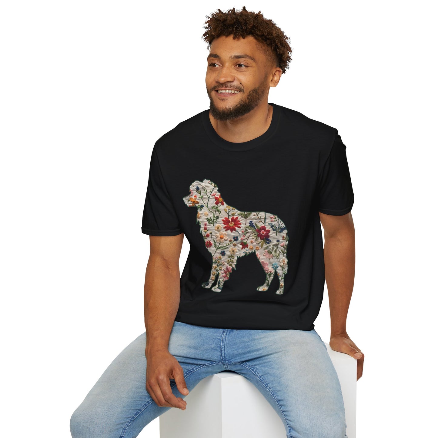 Floral Dog Lover T-Shirt - Unisex Softstyle Tee