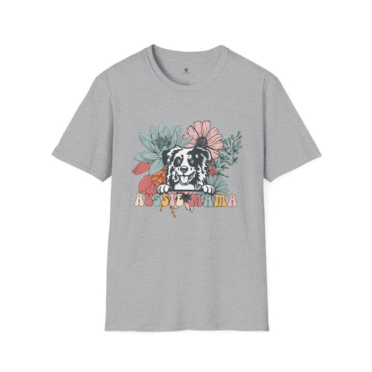 Aussie Mama Graphic T-Shirt - Unisex Softstyle Tee for Dog Lovers