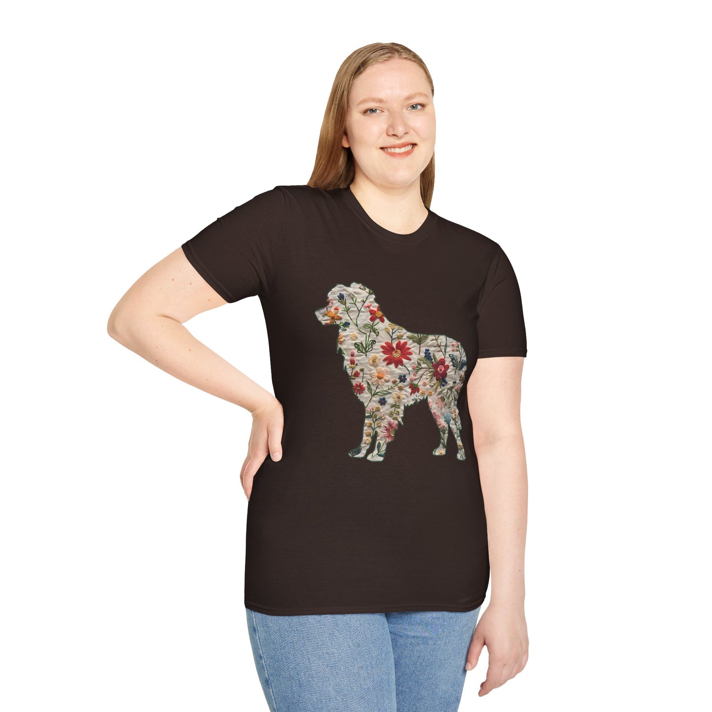 Floral Dog Lover T-Shirt - Unisex Softstyle Tee