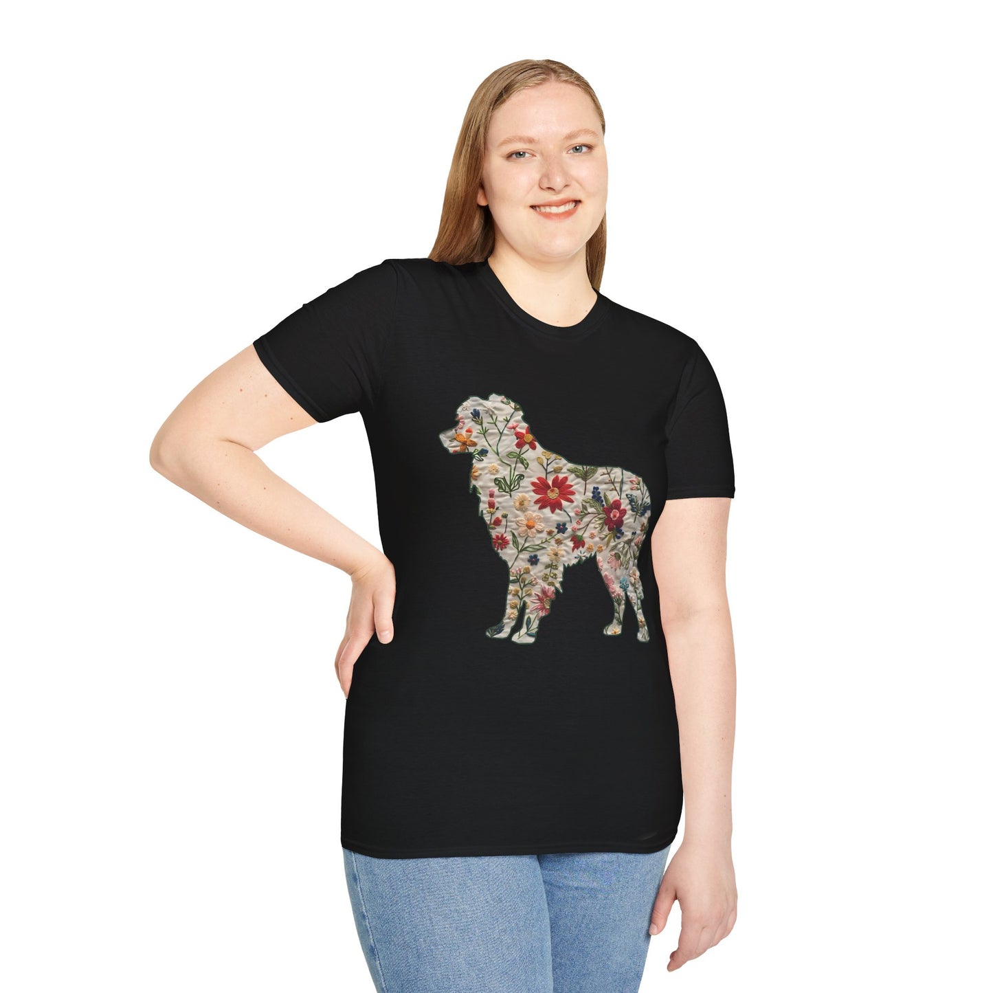 Floral Dog Lover T-Shirt - Unisex Softstyle Tee